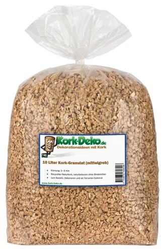 Liter Kork Granulat MITTLERE Körnung (3-8 mm) Korkstreu Terrarium-Substrat 10