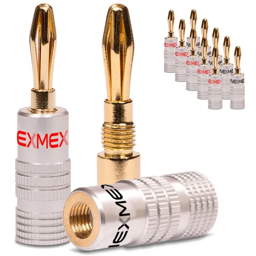 12x High End NEXMEX Bananenstecker Banana für Kabel bis 6mm² 24K vergoldet