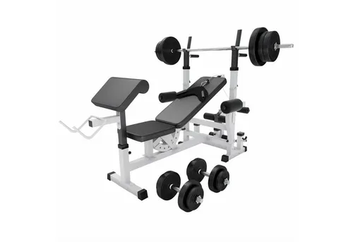 GORILLA SPORTS Kraftstation inkl. Hantelset 100kg - Multifunktionale Fitness-Station für Ihr Zuhause - Fitness-Station mit Hantelset für effektives Training, individuell einstellbar und stabil für alle Muskelgruppen. Ideal für Home-Gym und Fitnessliebhaber.
