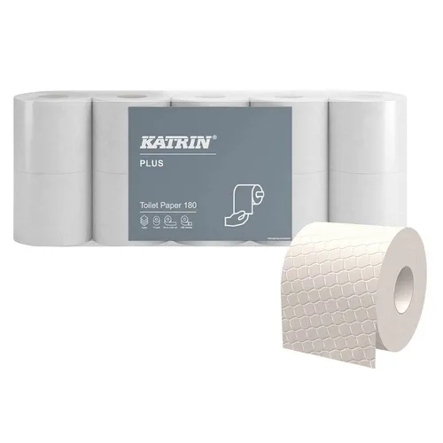 KATRIN Toilettenpapier PLUS 4-lagig, 70 Rollen - Hochwertiges 4-lagiges Toilettenpapier, besonders weich und saugfähig, ideal für den täglichen Gebrauch in Haushalten oder Büros.