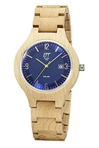 ETT Eco Tech Time Solar Herren Uhr Analog mit Holz Armband EGW-12127-32SET