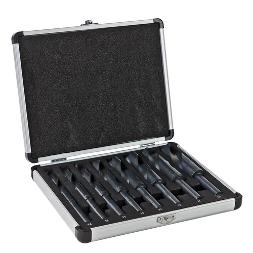 DEMA Bohrer- und Bitset 8 tlg. im Alu-Koffer - Hochwertiges 8-teiliges Spiralbohrerset von DEMA im stabilen Alu-Koffer. Ideal für verschiedene Materialien und mit reduziertem Schaft für alle gängigen Bohrmaschinen. Perfekt für Werkstatt und Profi-Einsatz!
