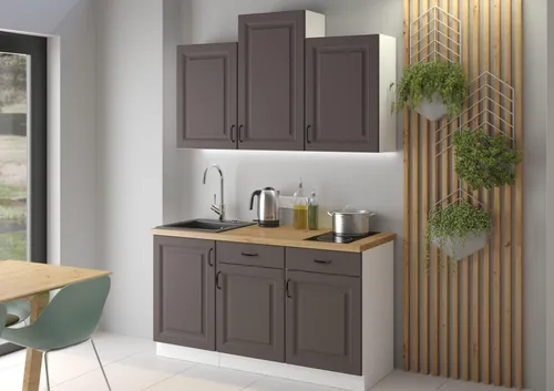 Landhaus Küche Stilo Grau 150 cm Küchenzeile