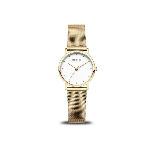 Bering Quarzuhr Bering 13426-334 Classic Damenuhr 26mm - Elegante Armbanduhr für Damen mit goldfarbenem Edelstahl-Gehäuse, 3 ATM wasserdicht und Saphirglas für optimale Kratzfestigkeit.