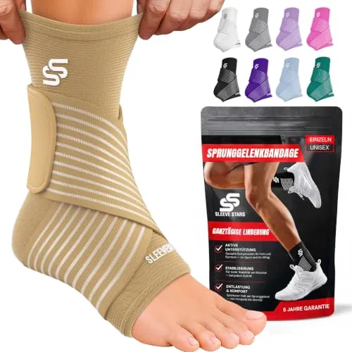 Sleeve Stars Sprunggelenkbandage für den Alltag | Fußgelenkbandage & Knöchelbandage zum Wandern für rechts und links | beige