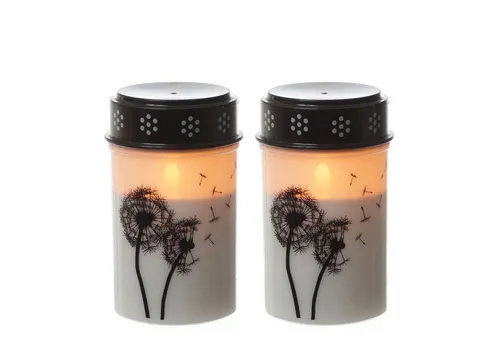 MARELIDA LED-Kerze LED Grablichter Grabkerzen Pusteblume 2500 Std. Friedhofskerze 2er Set (2-tlg)