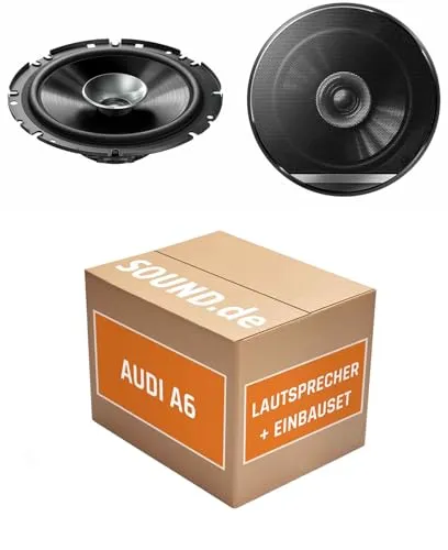Lautsprecher Boxen Einbaupaket für Pioneer TS-G1710F kompatibel mit Audi A6 + Limousine vorne | 2X Tief-Mitteltöner mit integriertem Hochtöner 280W MAX