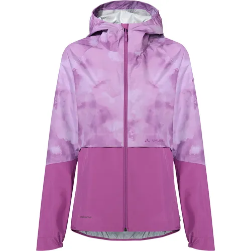 Vaude Women's Loamer Rain Jacket - Fahrradjacke Gr 44 lila - Leichte und funktionale Fahrradjacke in Lila (Gr. 44); wind- und wasserdicht sowie umweltfreundlich; ideal für Bikepacking und Mountainbiking; mit Kapuze für optimalen Schutz.