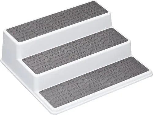 Copco Basics 3-stufiges Gewürzregal für den Innenschrank, rutschfestes Küchenregal, 26 x 23 x 8,5cm, weiß/grau