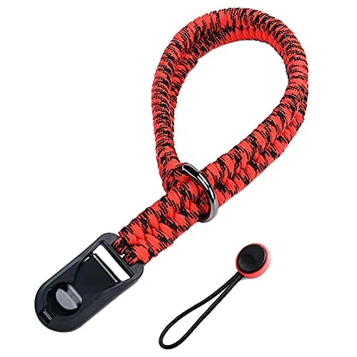 BECAT Kamera Handschlaufe Gurt Schnellverschluss Camera Strap Wristband Handgewebtes Einstellen Trageschlaufe Compatible with Canon, Nikon, Sony, Olympus, Pentax, Leica DSLR SLR Wrist Strap RotSchwarz