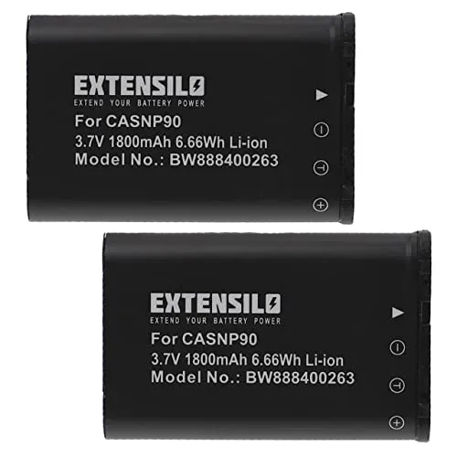 EXTENSILO 2X Akku Ersatz für Casio NP-90DBA, NP-90 für Kamera (1800 mAh, 3,7 V, Li-Ion)