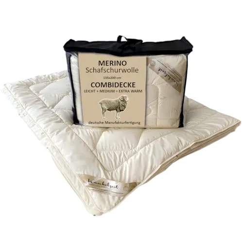 Meivita Naturhaarbettdecke Merino 4-Jahreszeitenbett - Hochwertige Bettdecke aus 100% Merino Schafschurwolle für optimalen Schlafkomfort, atmungsaktiv und temperaturausgleichend – ideal für jede Jahreszeit.