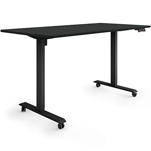 ESMART ETX-121BB Elektrischer Schreibtisch auf Rollen - Höhenverstellbarer Schreibtisch (160 x 80 cm) mit Rollen für flexible Nutzung im Home Office oder Büro, ideal für ergonomisches Arbeiten.