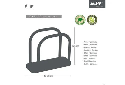 MSV Serviettenhalter Serviettenhalter Holz Serviettenablage Serviettenständer Bambus, Stahl, Bambus, eleganter Bistro Look, Metall matt schwarz, Bambus