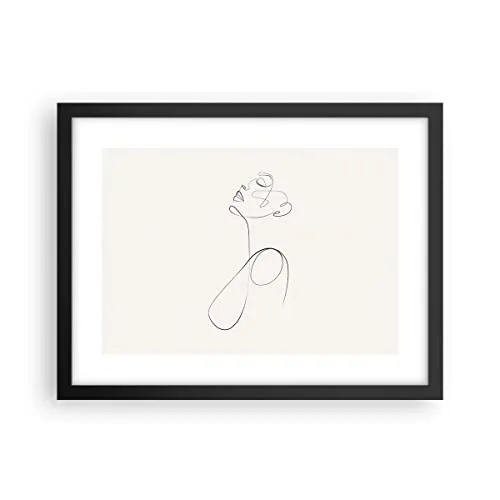 ARTTOR Poster Schwarzrahmen Linie Linie Frau Deko 40x30cm Wandposter Art Prints Wandbilder Dekoration Wohnzimmer Schlafzimmer Küche Wanddeko Bild Wand Kunstdruck Modern Wall Art Decor P2BAA40x30-5112