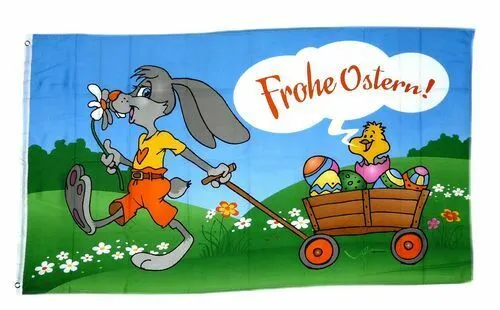 Flagge / Fahne Frohe Ostern Karren Hissflagge 90 x 150 cm in grün von FahnenMax®