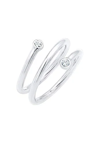 Elli Damen Wickelring Geo mit Kristallen - Eleganter Wickelring aus 925 Sterling Silber, geschmückt mit funkelnden Kristallen. Perfekt für jeden Anlass und ein ideales Geschenk für besondere Momente.