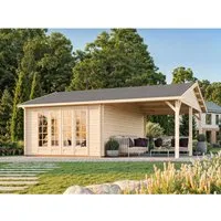 Gartenhaus Palmako Irene 19,0+16,2 m² – Satteldach in Braun - Geräumiges Gartenhaus mit Satteldach, ideal für entspannte Stunden im Garten. Tauchgrundierte Oberfläche für Langlebigkeit und ansprechendes Design.
