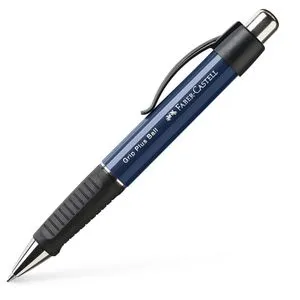 Faber-Castell Grip Plus Kugelschreiber, navy blue - Ergonomischer Druckkugelschreiber mit rutschfester Dreikant-Gummigriffzone für ermüdungsfreies Schreiben. Nachfüllbare Großraummine in dokumentenechter Schreibfarbe blau.