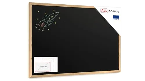 ALLboards Wandtafel Schwarze Kreidetafel, ECO-Holzrahmen 90 cm x 60 cm - Werbeartikel - Hochwertige Kreidetafel mit ECO-Holzrahmen, ideal für kreative Präsentationen und nachhaltige Gestaltung.