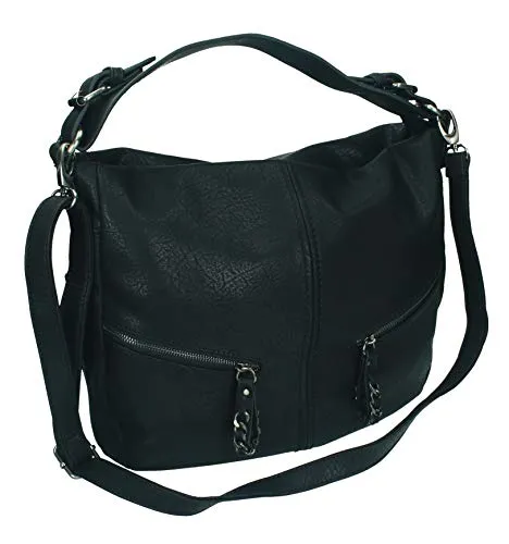 Betz Damen Handtasche PARIS 4 Schultertasche Umhängetasche mit Reißverschluss und Schulterriemen Farbe schwarz