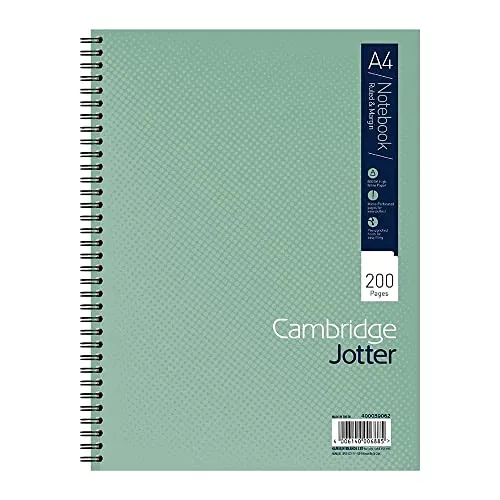 Cambridge Notizbuch, A4, Spiralbindung, liniert, 200 Seiten, einzelner Notizblock, grün