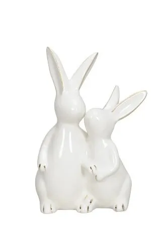 Hasenpaar - Porzellan - weiß/gold