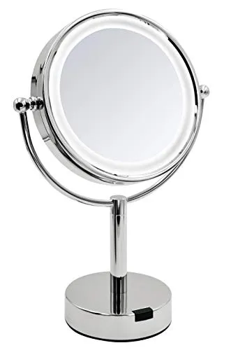 Ridder Kosmetikspiegel Aurora chrom – LED mit Bewegungssensor - Schminkspiegel mit 5-facher Vergrößerung und LED-Licht für perfekte Beleuchtung. Ideal für präzises Make-up und Pflege im Badezimmer.