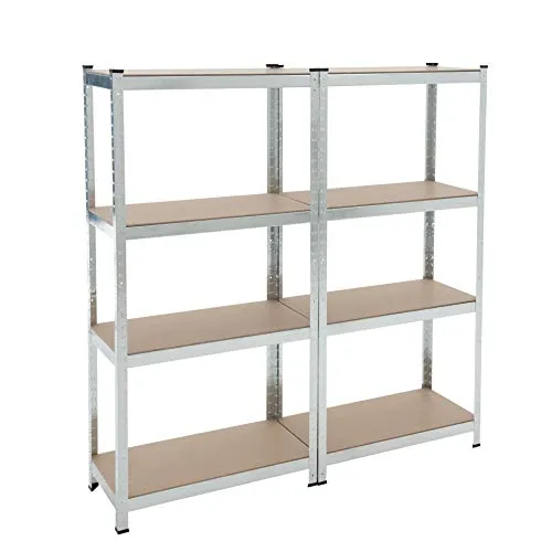 ESTEXO Steckregal Lagerregal 21 Modelle wählbar Schwerlastregal Regal Kellerregal Werkstattregal Werkbank Garagenregal (Verzinkt / 2x 160x80x40cm / 640kg)