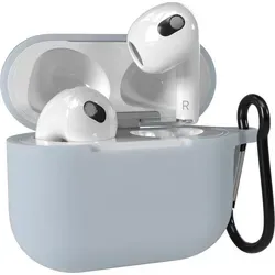 EAZY CASE - Schutzhülle für AirPods 3 Hülle Grau Silikon Case Stoßfest mit Karabiner geeignet als Schlüsselanhänger Antikratz Etui rutschfest... - Grau