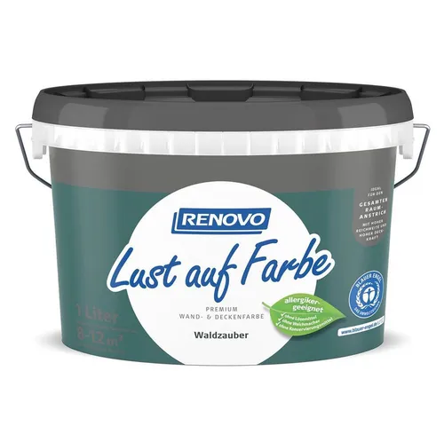 Renovo Wandfarbe RENOVO Lust auf Farbe matt 2,5L Waldzauber 6496 - Dispersionsfarbe für Innenräume, geruchsneutral und scheuerbeständig. Ideal für eine einfache und schnelle Wandgestaltung mit hoher Deckkraft und Ergiebigkeit.