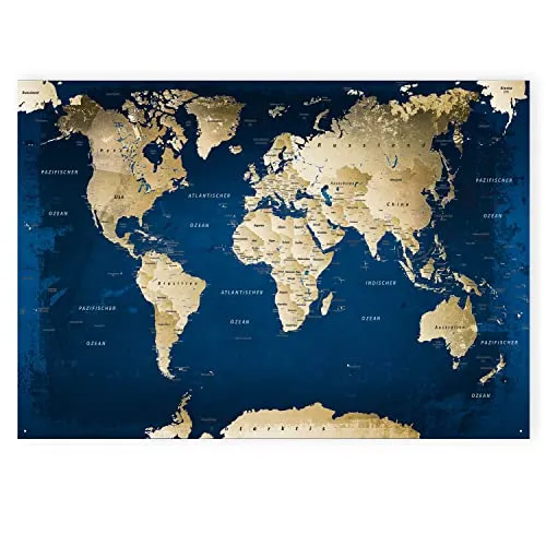 LANA KK - Magnetische Weltkarte Ocean XXL Pinnwand als Blechschild - Exklusive magnetische Weltkarte als XXL-Pinnwand für Reiseziele und Erinnerungen. Hochwertiger Kunstdruck auf Stahlblech, ideal als persönliches Geschenk für Reisende und zur Wandgestaltung im Zuhause oder Büro.