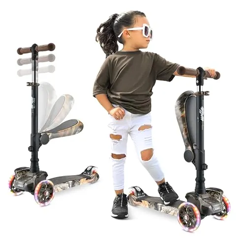 Hurtle 3-Rad-Roller für Kinder - Kinderscooter mit verstellbarem Lenker und farbenfrohen LED-Radlichtern für mehr Fahrspaß, ideal für Jungen und Mädchen von 2-12 Jahren.