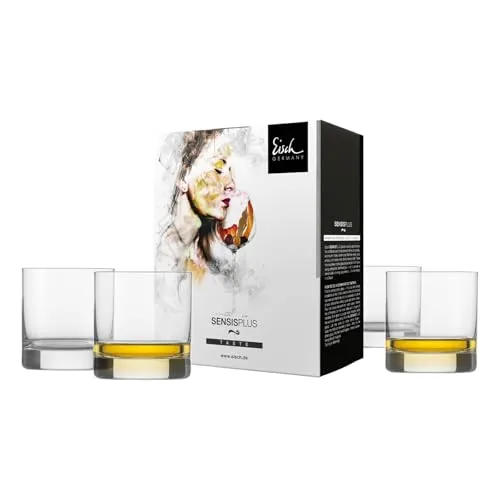 EISCH Superior SensisPlus Whiskyglas, 4 Stück im Geschenkkarton - Whiskeygläser mit SENSISPLUS-Belüftungstechnologie für intensives Aroma und brillantes Kristallglas – perfekt für stilvollen Genuss und ein ideales Geschenk für Genießer.
