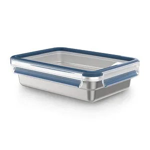 emsa Frischhaltedose CLIP & CLOSE 6,0 cm hoch – Silber & Blau - Praktische Frischhaltedose mit Clip-Verschluss für optimale Frische. Ideal für die Aufbewahrung von Lebensmitteln. Robust und stilvoll in Silber und Blau.