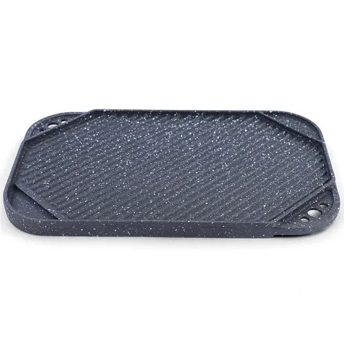 BBQ Grill Wendeplatte Gusseisen 40x25cm - Grillzubehör mit Antihaftbeschichtung für gleichmäßige Wärmeverteilung und einfache Reinigung, ideal für köstliche Grillgerichte.