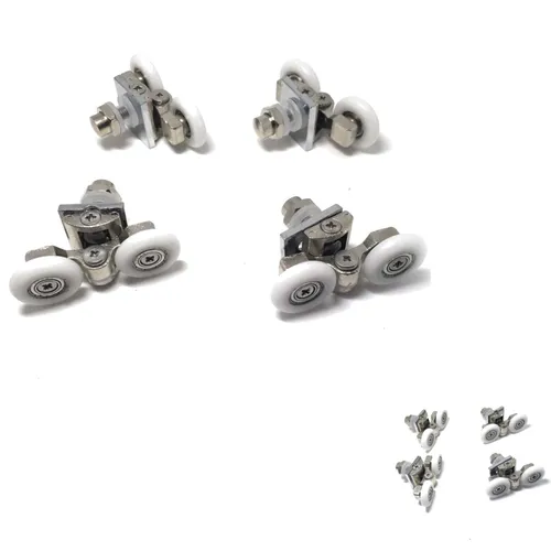 Duschkabinenrollen, Ersatzrollen, 23 mm, 4 Stück, Glas passt 8-10 mm, Metall