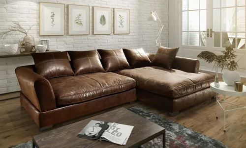 Couchgarnitur TIZIAN L-Form in braun von Fun Möbel