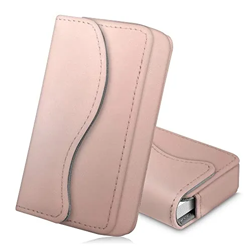 FINTIE Visitenkartenetui Kartenetui, Premium Kunstleder Handgefertigte Scheckkartenhülle Kreditkartenetui mit Magnetverschluss für Damen Herren, Roségold