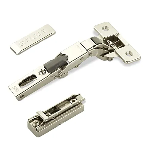 Salice Universalscharniere 110° Bohrbild T45 Push Open für abgerundete, überfälzte und profilierte Türen mit Linear-Montageplatte Höhe 6 mm Exzenterverstellung, Scharnierarmabdeckung 2 x