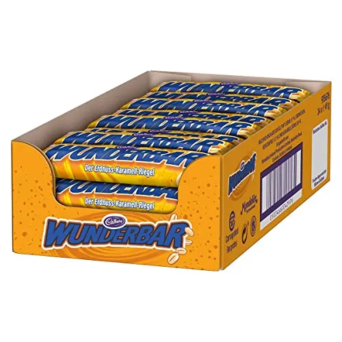 Cadbury Wunderbar Riegel Erdnuss 24x 49g - Feine Schokolade mit knusprigem Erdnusskern, ideal für den Snack zwischendurch und perfekt für Schokoladenliebhaber.