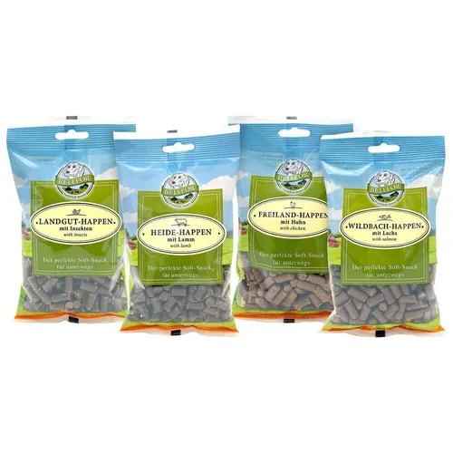  Hundesnacks Set 4 Soft-Snacks mit Huhn Lamm Lachs und Insekten 14,99 EUR/kg