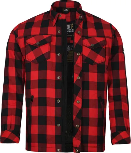 Bores Motorradjacke Lumberjack - Sportliches Jacken-Hemd für Herren - Motorradjacke in rot/schwarz aus atmungsaktivem BORTEXX® Material, winddicht und pflegeleicht, ideal für Biker und Casual-Looks.