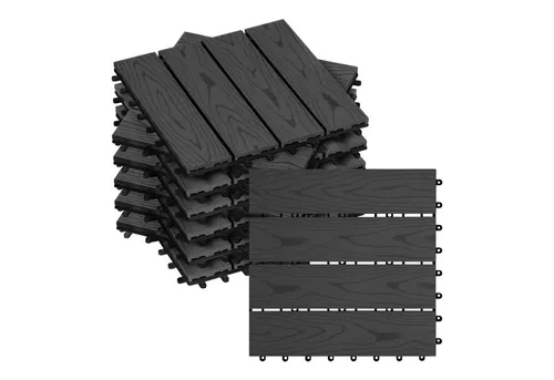 Woltu WPC-Fliesen, 11 St. - Hochwertige Terrassenfliesen in Holzoptik - Fliesen für Terrasse und Balkon, aus langlebigem WPC mit einfachem Klicksystem. Ideal für eine stilvolle und pflegeleichte Gestaltung Ihrer Außenbereiche.