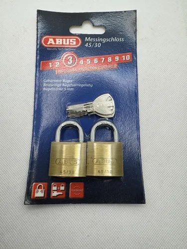 Messing-Hangschloss 45/30 Twins SB, gleichschließend m. 3 Schlüssel