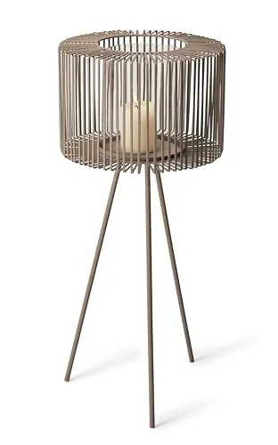 PHILIPPI - Oslo Windlicht mit Standfuß, Outdoor & Indoor Kerzenhalter, Streben-Design mit Glaseinsatz