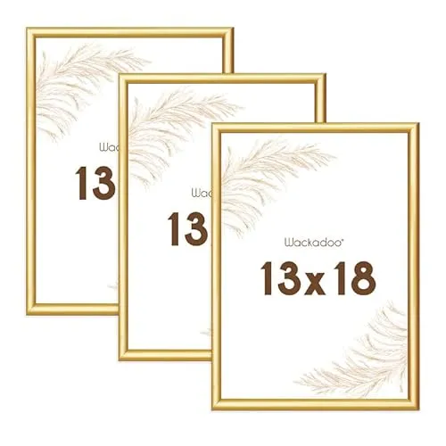 Wackadoo Bilderrahmen 13x18 Gold 3er Set Fotowand Fotorahmen aus leichtem Kunststoff mit Glas Picture frame Poster