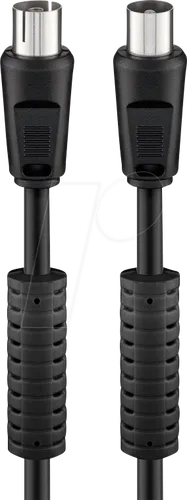 Goobay 50728 Antennenkabel 1,5m - Koax Stecker auf Koax Buchse, 2-fach geschirmt für störungsfreie HD Übertragung und optimalen Empfang