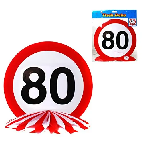 Udo Schmidt GmbH & Co 80.Geburtstag Tischdeko Pappe / PapierTischaufsteller Schild: 25,5 cm Ø