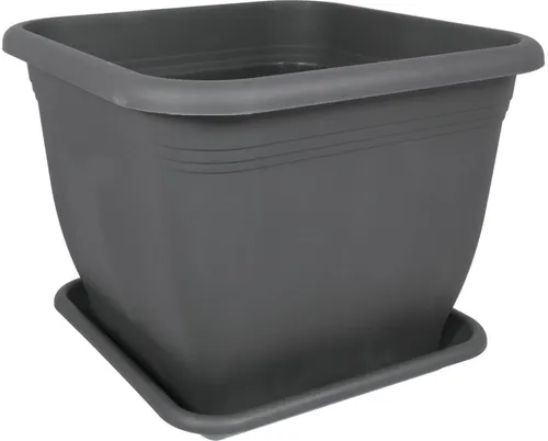 Heimwerkercenter Pflanzkübel MePla Blumentopf 23x23cm, Untersetzer 20x20cm Anthrazit, Kunstoff